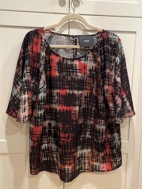 Maeve Maeve Anthropologie XL Short Sleeve Blouse Shirt Top Multicolor Abstract